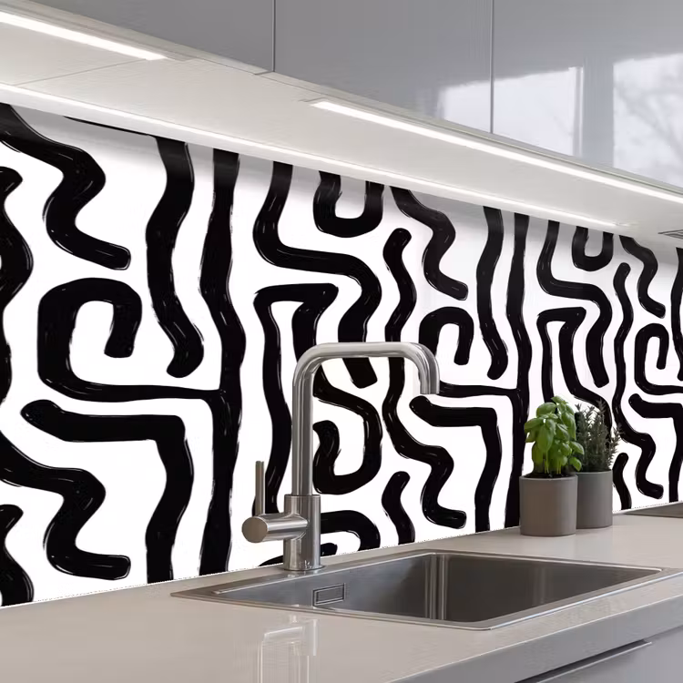Kitchen splashback - Modern - Lines - Black — 2
