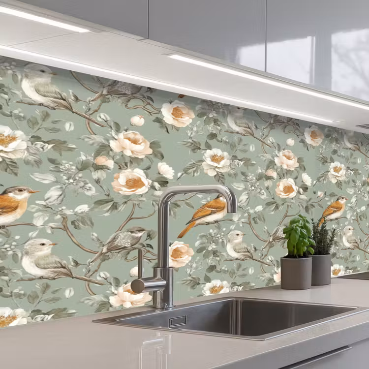 Kitchen splashback - Pink - Birds - Colorful — 2