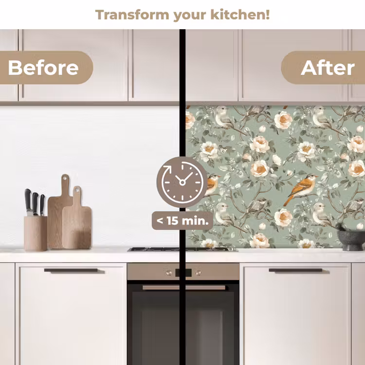 Kitchen splashback - Pink - Birds - Colorful — 3