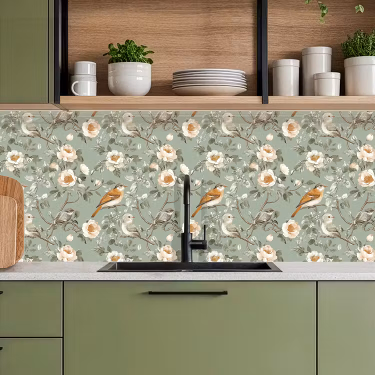 Kitchen splashback - Pink - Birds - Colorful — 8