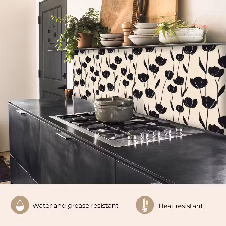 Kitchen splashback - Tulips - Pattern - Black — 5
