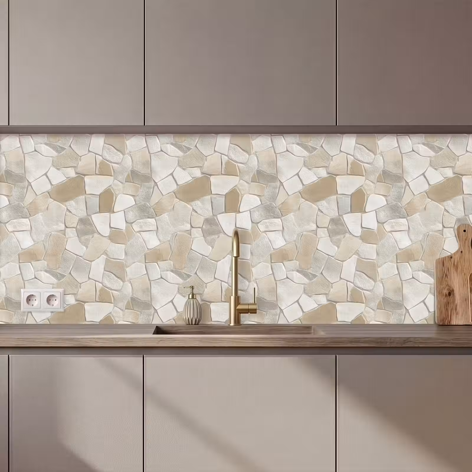 Kitchen splashback - Mosaic - Stones - Beige — 1