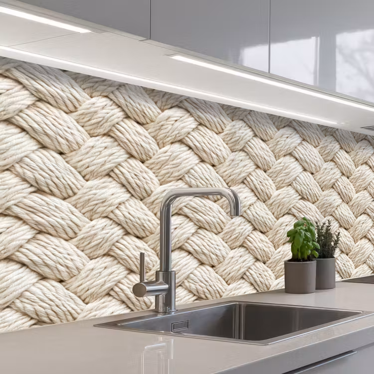 Kitchen splashback - Rope - Knitted - Beige — 2