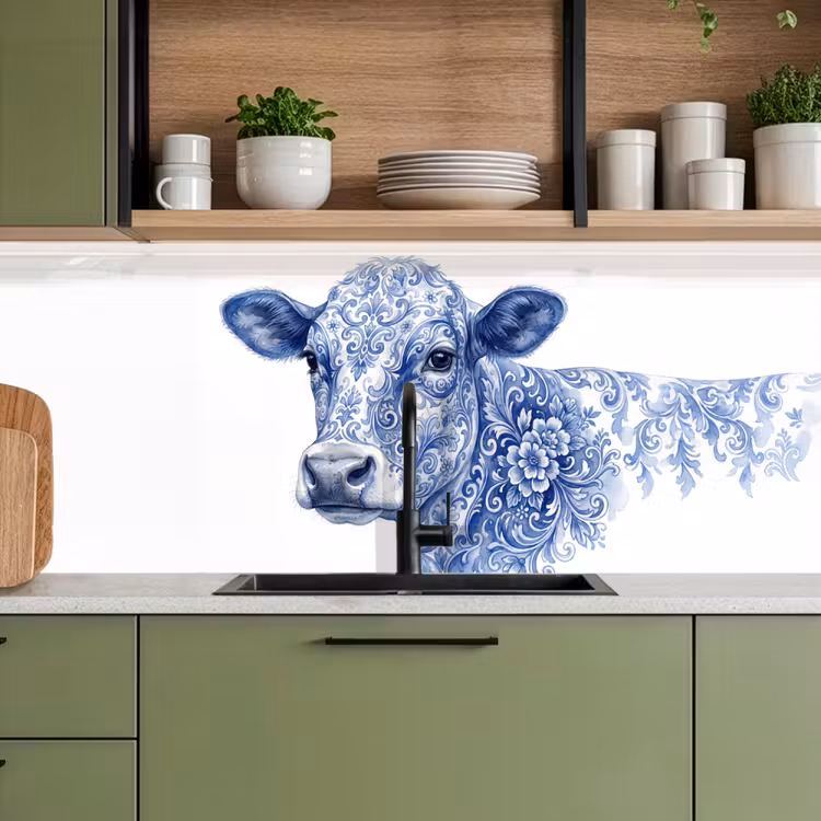 Kitchen splashback - Illustration - Cow - Blue — 8