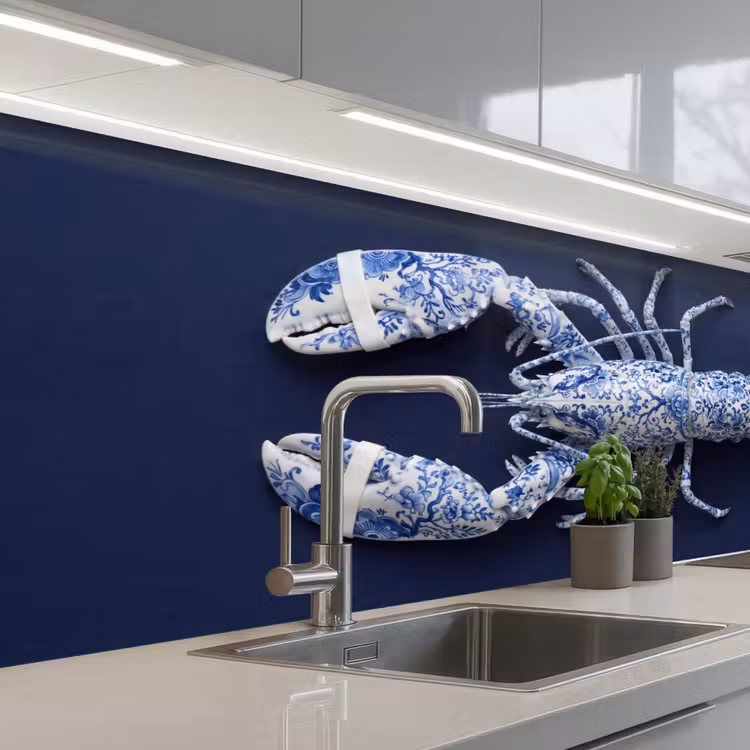Kitchen splashback - Lobster - Porcelain - Delft - Blue — 2