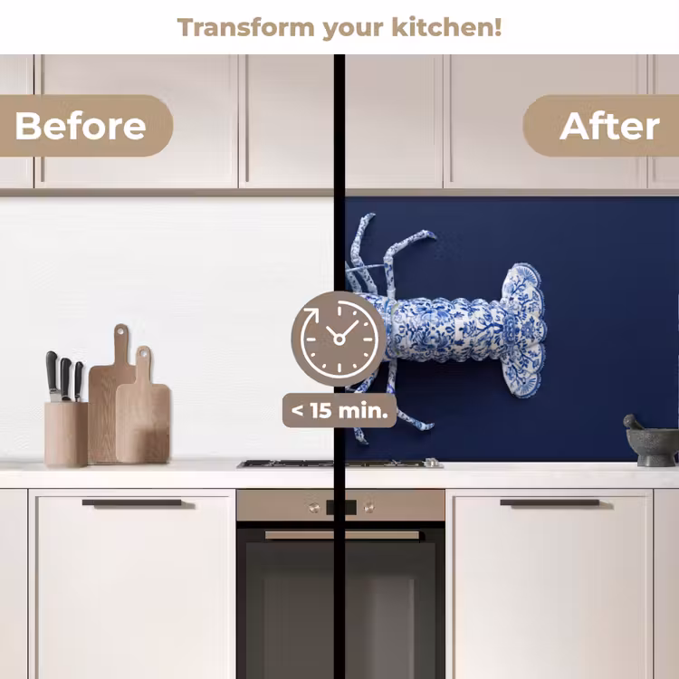 Kitchen splashback - Lobster - Porcelain - Delft - Blue — 3