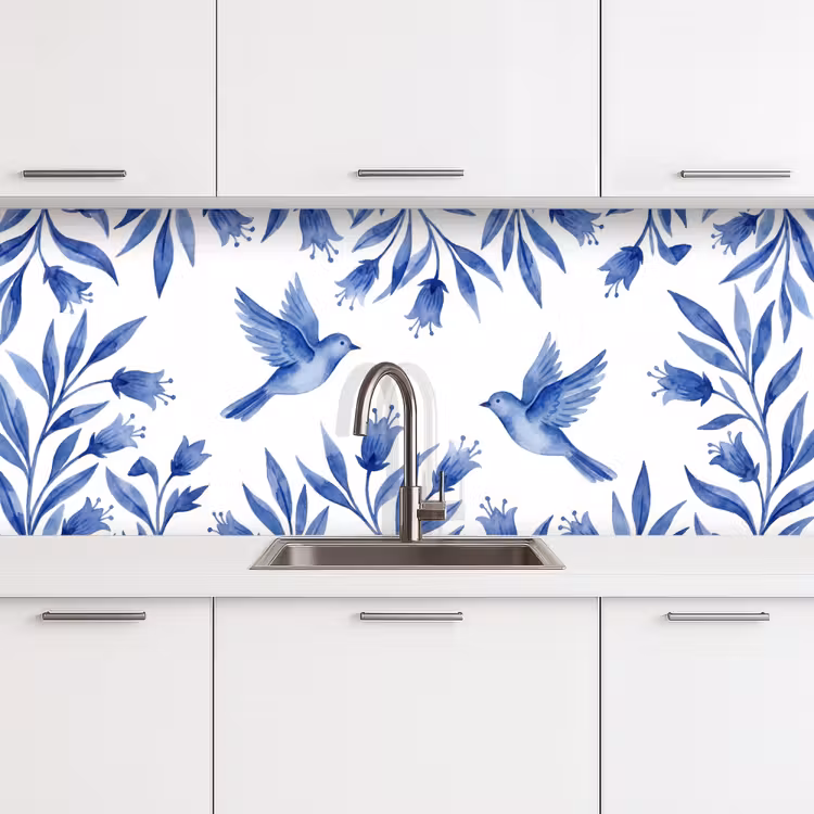Kitchen splashback - Modern - Birds - Delftware — 4