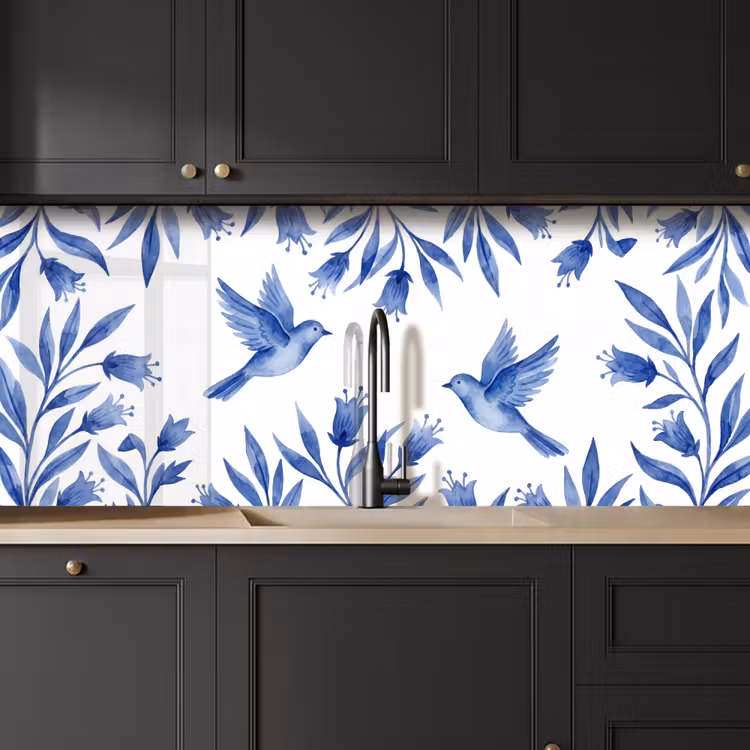 Kitchen splashback - Modern - Birds - Delftware — 6