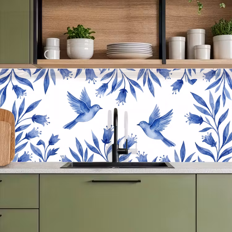 Kitchen splashback - Modern - Birds - Delftware — 8