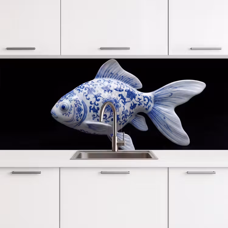 Kitchen splashback - Porcelain - Goldfish - Delftware — 4