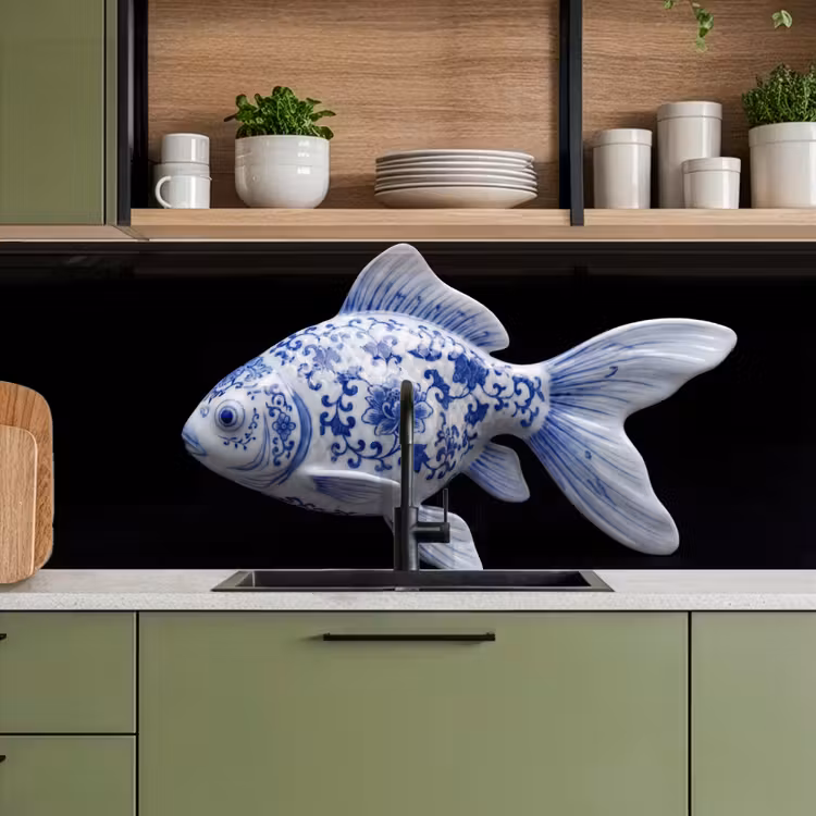 Kitchen splashback - Porcelain - Goldfish - Delftware — 8