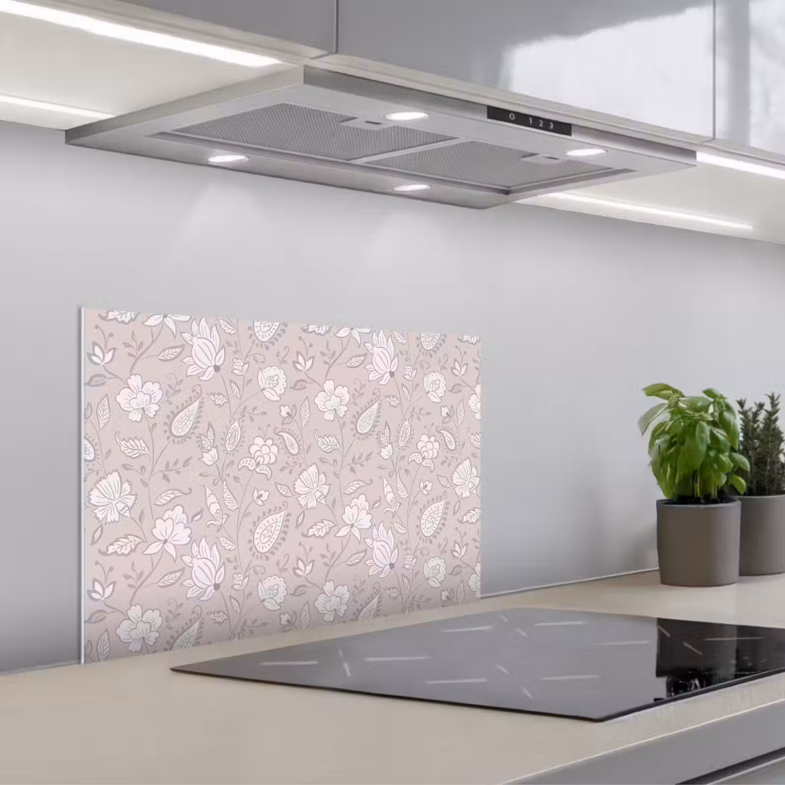 Kitchen splashback for hob - Flowers - Signed - Lavender — 1