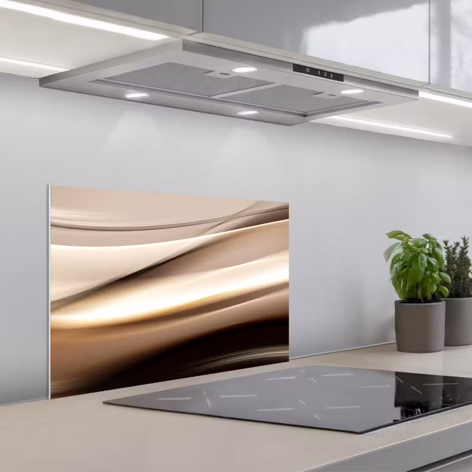 Kitchen splashback for hob - Waves - Abstract - Warm Beige — 1