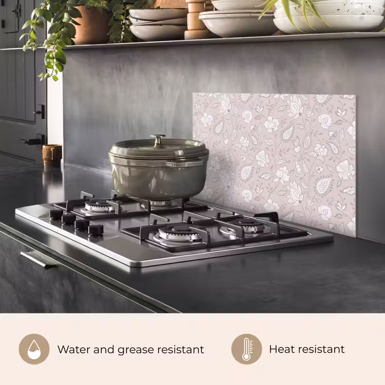 Kitchen splashback for hob - Flowers - Signed - Lavender — 2