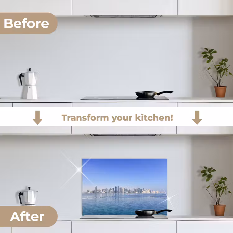 Kitchen splashback for hob - Skyline - Blue - Sea - Buildings - City — 7