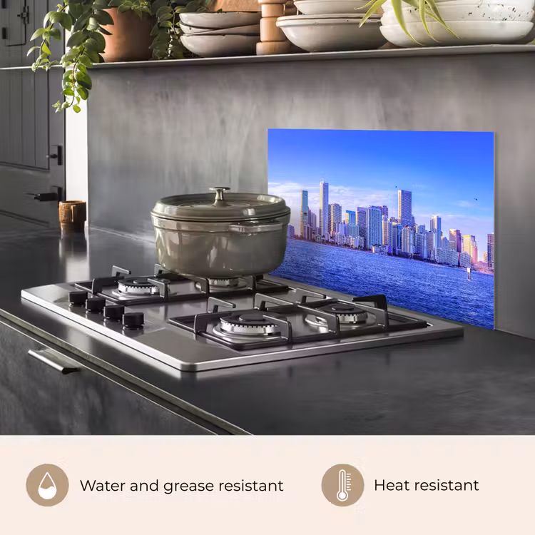 Kitchen splashback for hob - Skyline - Blue - Skyscrapers - City — 2