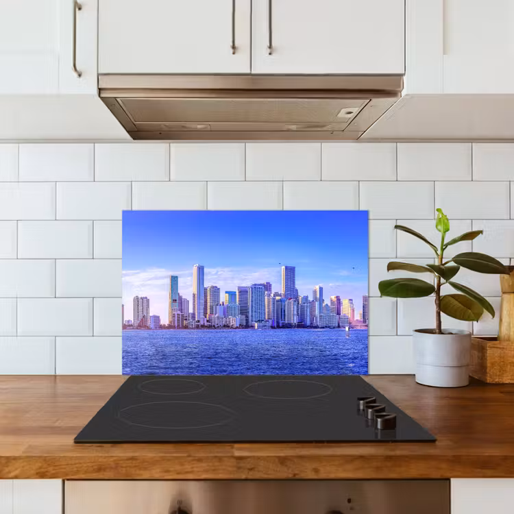 Kitchen splashback for hob - Skyline - Blue - Skyscrapers - City — 3