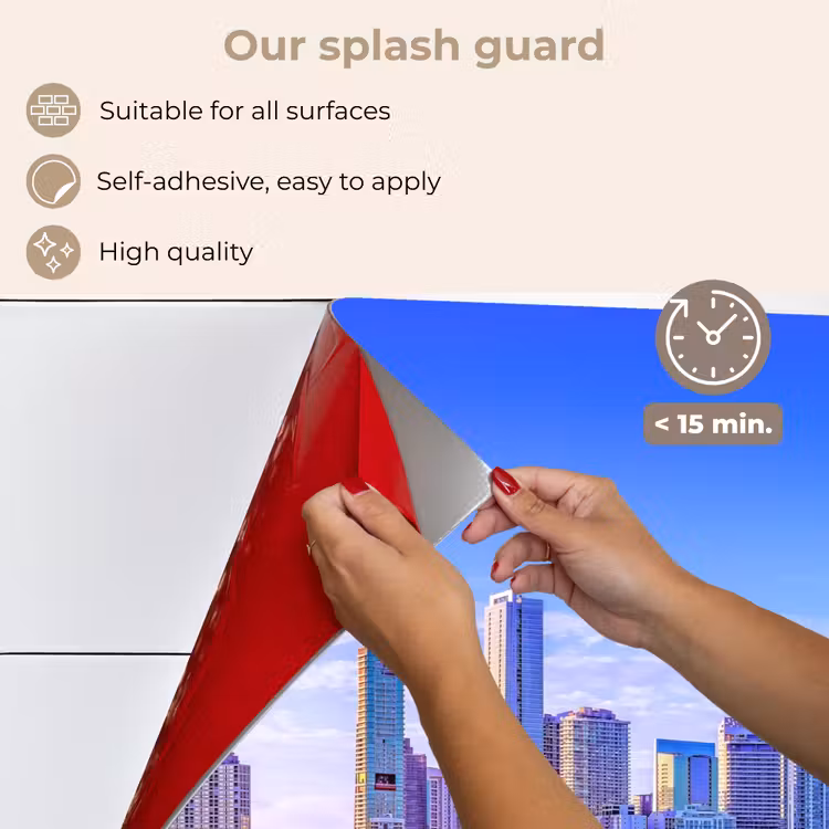 Kitchen splashback for hob - Skyline - Blue - Skyscrapers - City — 4