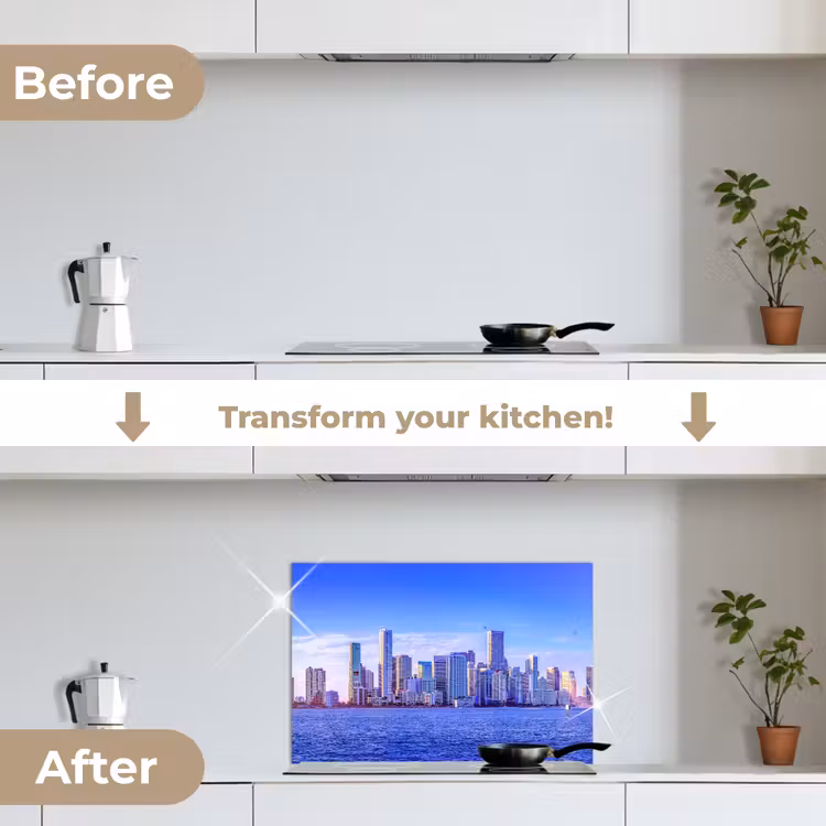 Kitchen splashback for hob - Skyline - Blue - Skyscrapers - City — 7