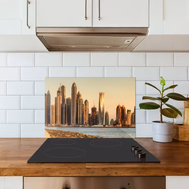 Kitchen splashback for hob - Skyline - Canal - Skyscrapers — 3