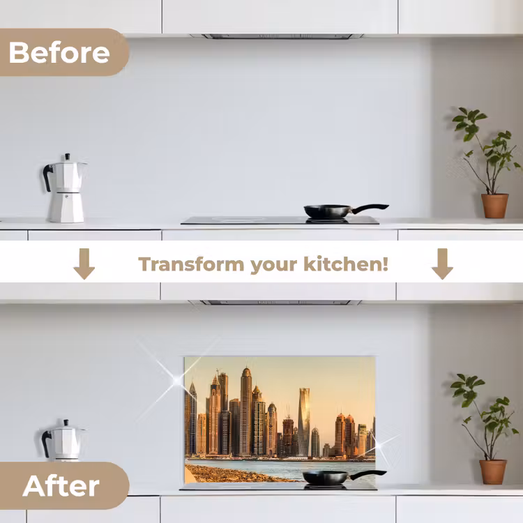 Kitchen splashback for hob - Skyline - Canal - Skyscrapers — 7