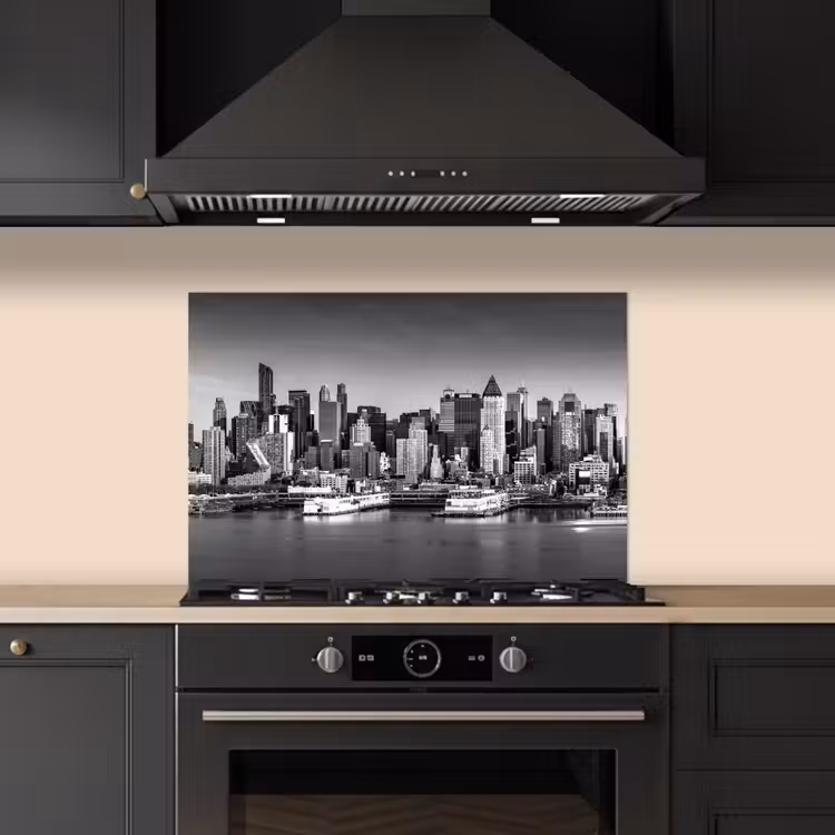 Kitchen splashback for hob - Skyline - City - Skyscrapers - Black - White — 5