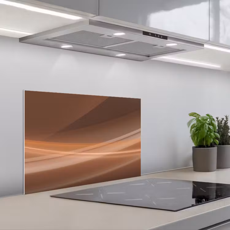 Kitchen splashback for hob - Waves - Abstract - Brown — 1