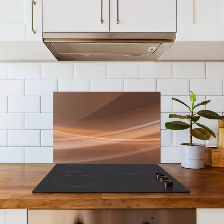 Kitchen splashback for hob - Waves - Abstract - Brown — 3