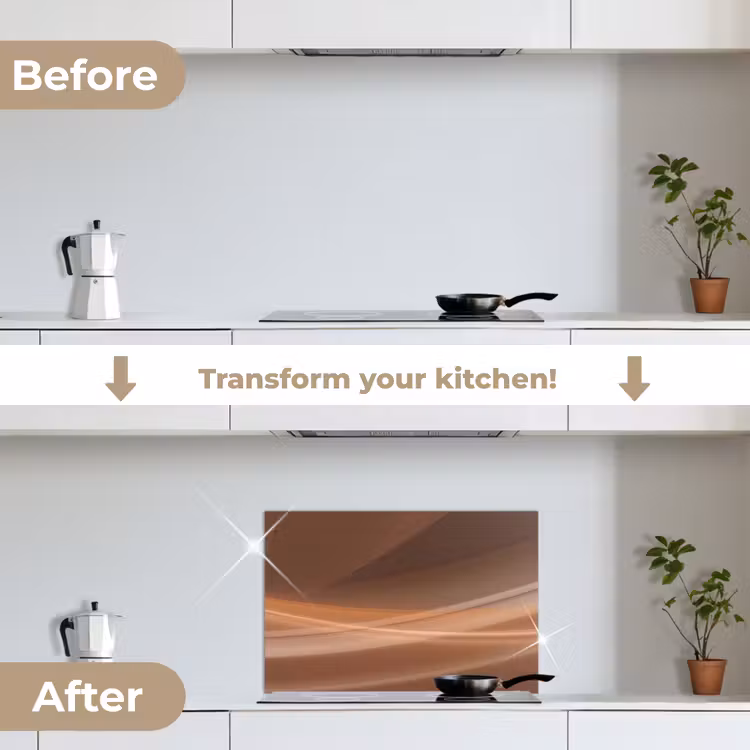 Kitchen splashback for hob - Waves - Abstract - Brown — 7