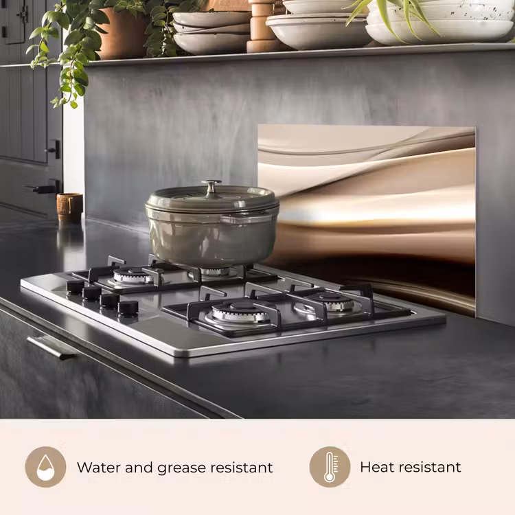 Kitchen splashback for hob - Waves - Abstract - Warm Beige — 2