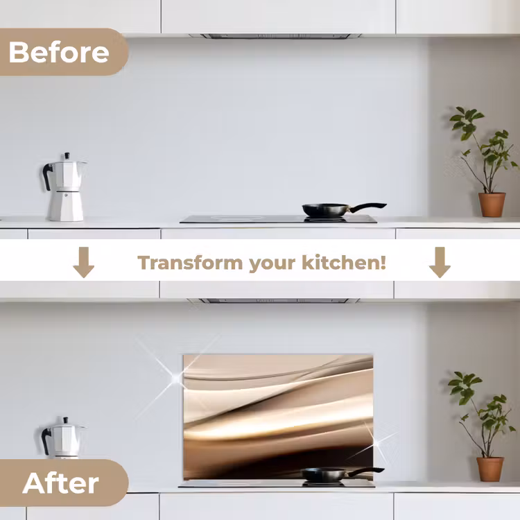 Kitchen splashback for hob - Waves - Abstract - Warm Beige — 7