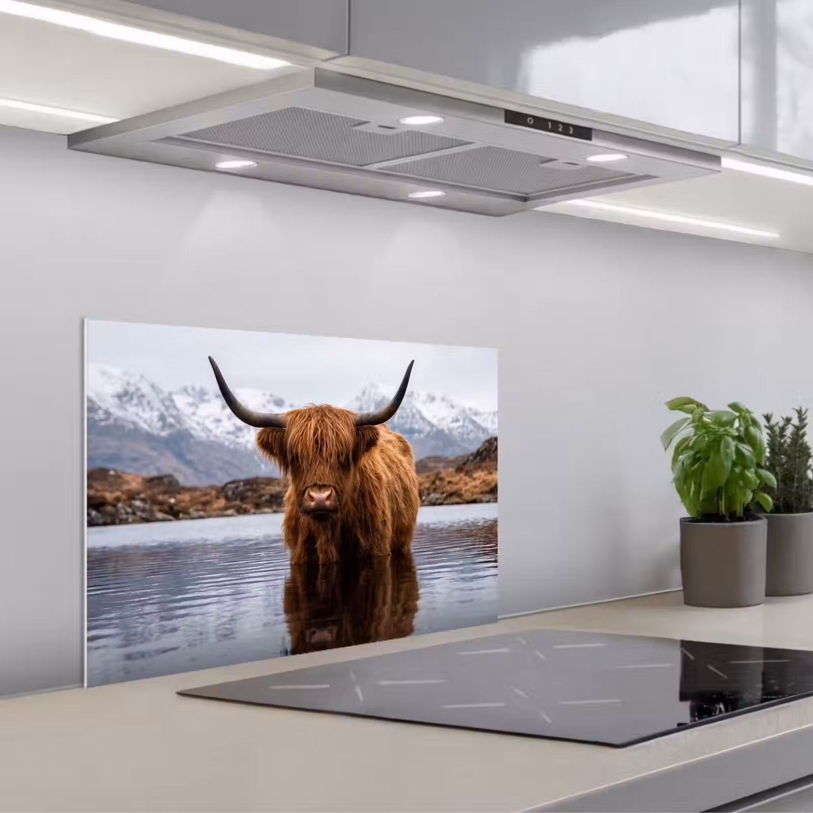 Kitchen splashback for hob - Scotch highlander - Brown - Water — 1