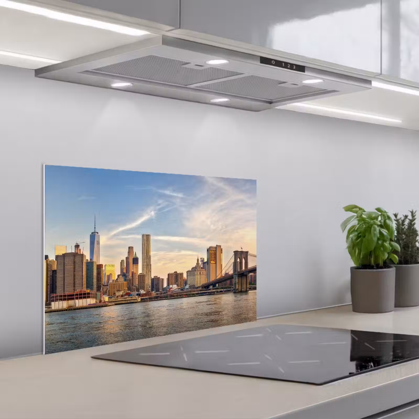 Kitchen splashback for hob - Skyline - New York - Bridge - Skyscrapers — 1