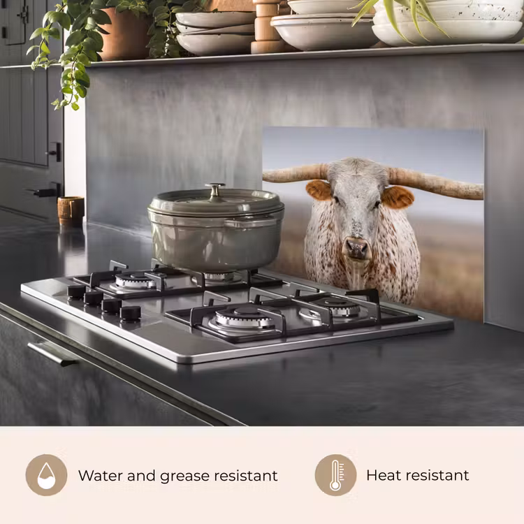 Kitchen splashback for hob - Longhorn - Grass Field - Animal — 2