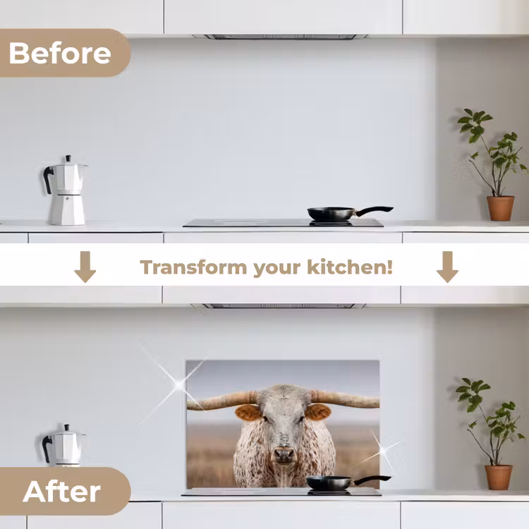 Kitchen splashback for hob - Longhorn - Grass Field - Animal — 7