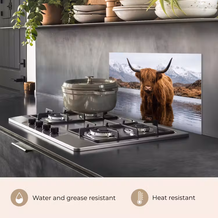 Kitchen splashback for hob - Scotch highlander - Brown - Water — 2