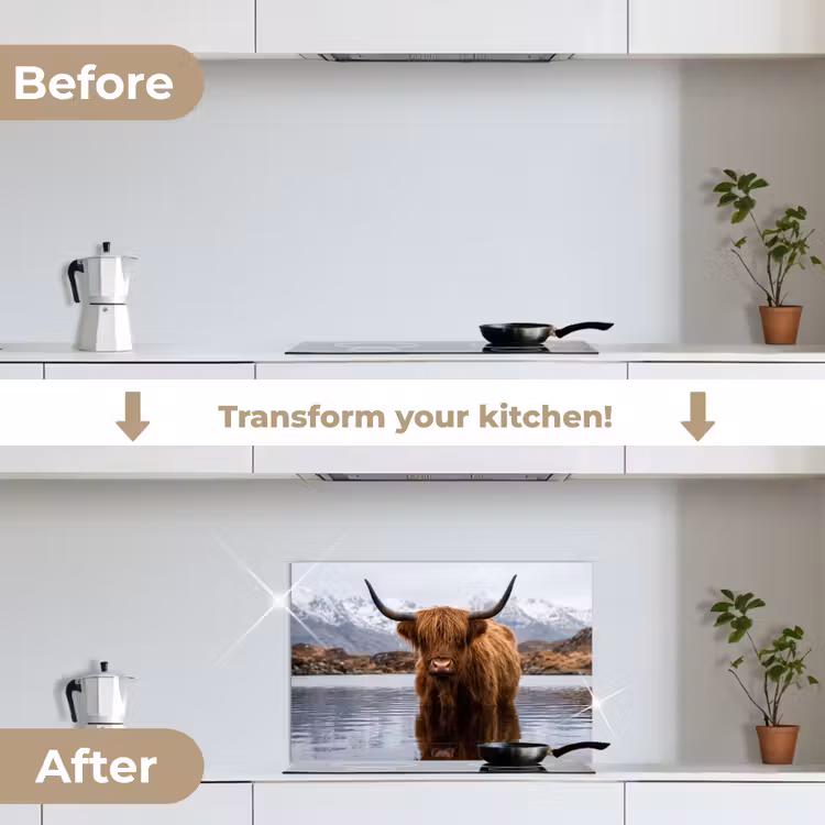 Kitchen splashback for hob - Scotch highlander - Brown - Water — 7