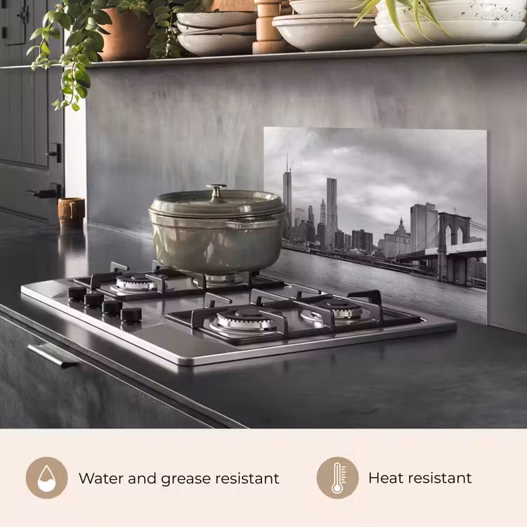 Kitchen splashback for hob - Skyline - Bridge - Buildings - Colorless — 2