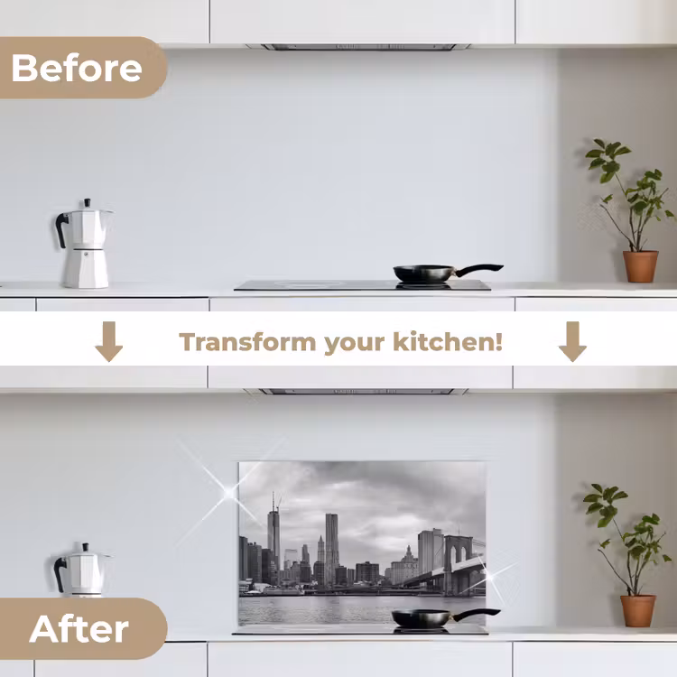 Kitchen splashback for hob - Skyline - Bridge - Buildings - Colorless — 7