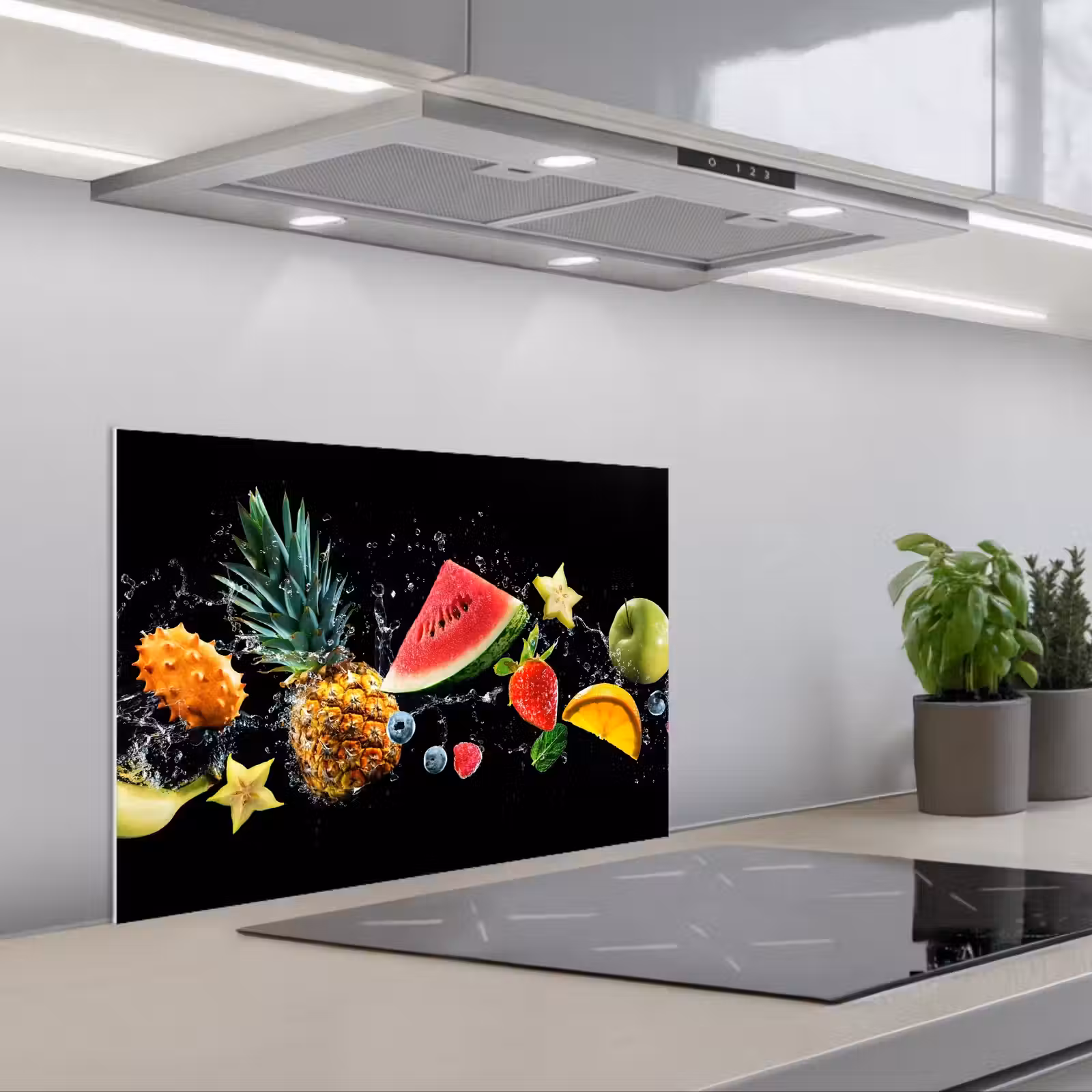 Kitchen splashback for hob - Splash - Fruit - Black — 1