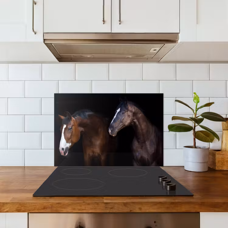 Kitchen splashback for hob - Horse - Animals - Black — 3