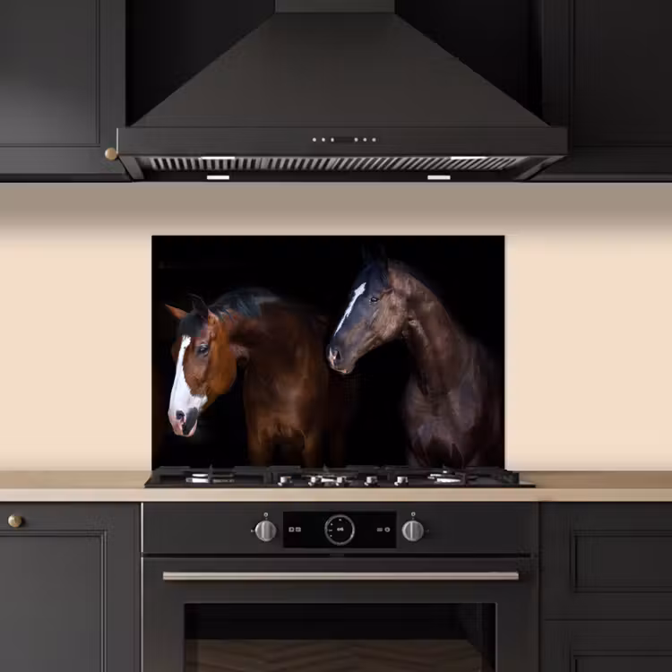 Kitchen splashback for hob - Horse - Animals - Black — 5