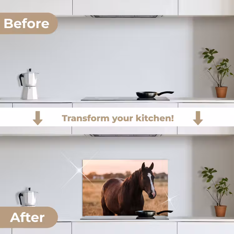 Kitchen splashback for hob - Horse - Sunset - Brown — 7