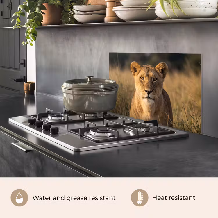 Kitchen splashback for hob - Lioness - Grass - Yellow — 2