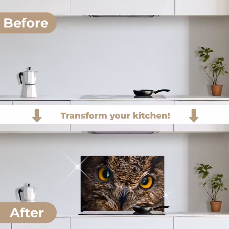 Kitchen splashback for hob - Owl - Animal - Orange — 7