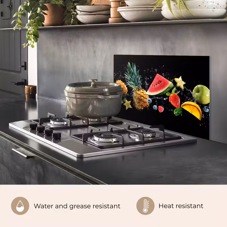 Kitchen splashback for hob - Splash - Fruit - Black — 2