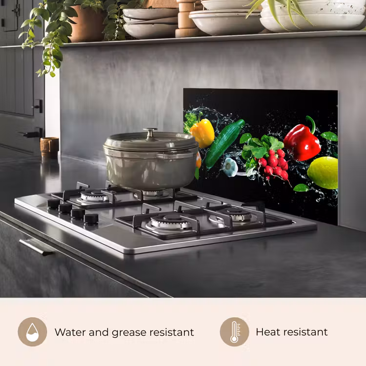 Kitchen splashback for hob - Vegetable - Splash - Black — 2