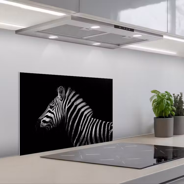 Kitchen splashback for hob - Zebra - Animal - Black — 1