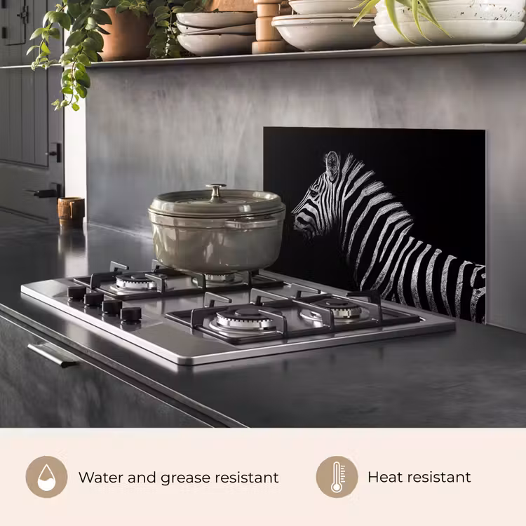 Kitchen splashback for hob - Zebra - Animal - Black — 2