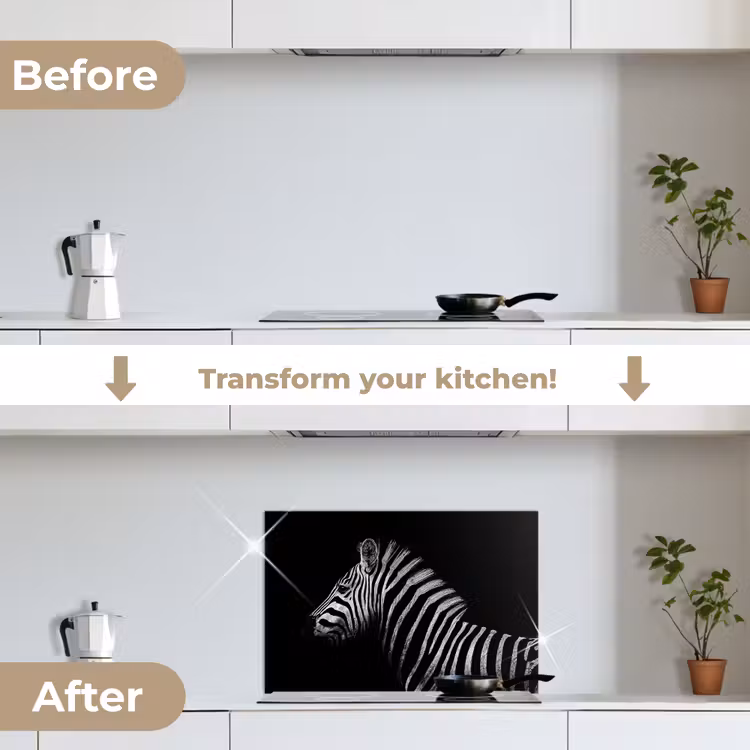 Kitchen splashback for hob - Zebra - Animal - Black — 7